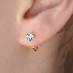 Swiss Blue Topaz Half Hoop Earrings