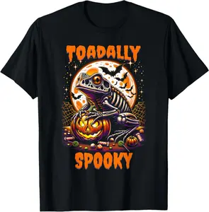 Toadally Spooky Halloween Toad Frog Skeleton Lazy Costume T-Shirt