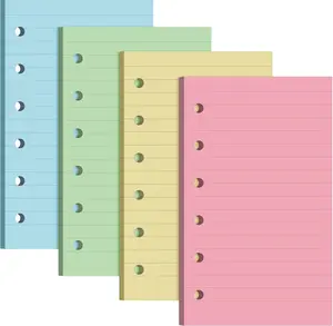 6 Hole Mini Lined Paper Refill 200 Sheets Blank Planner Refills Loose Leaf Papers 3 x 5 Inches for Binders Planner Inserts Mini Ruled Filler Books Memo Papers Notebooks( Blue Yellow Green)