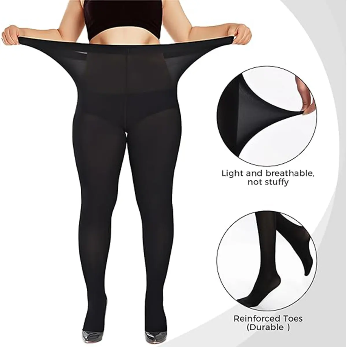 1/2pairs Set Plus Size Women Black Semi-Sheer Skinny Leggings High Elastic Tights shiny  pantyhose