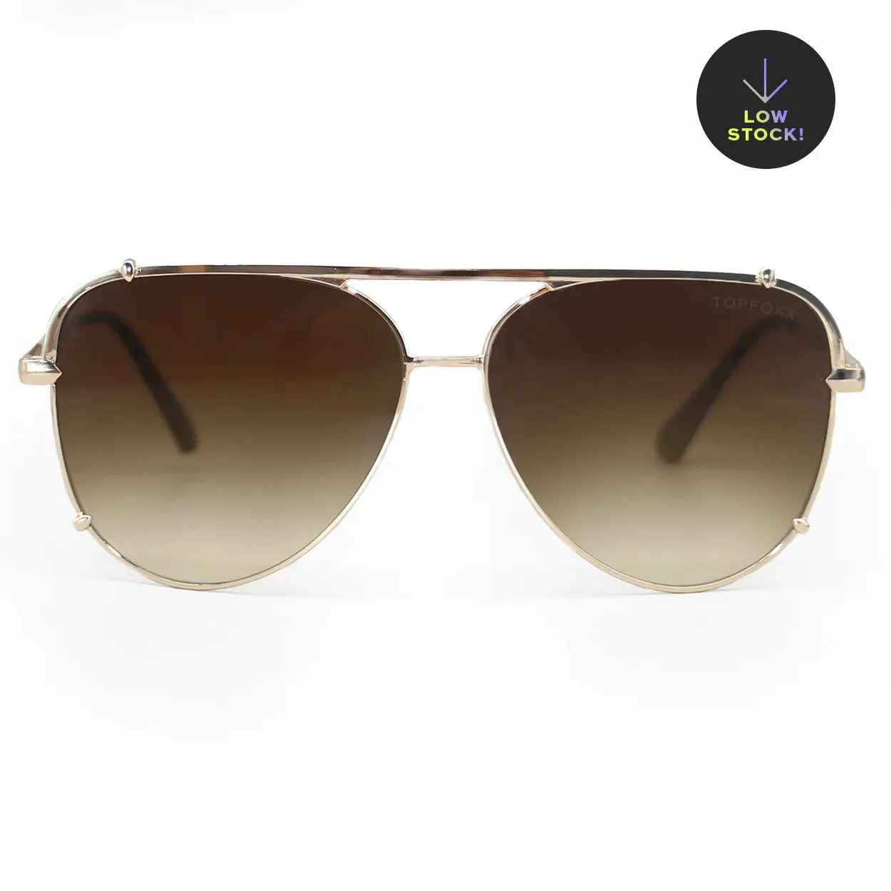 Cristina - Faded Brown Tangle Free Round Aviator Sunglasses - Certified Shatter-Resistant Lenses - UV400 - For Women & Men