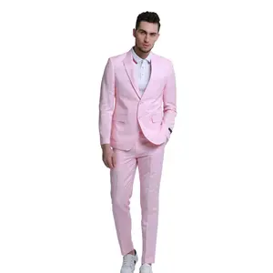Couturious Collection: 2-Piece Slim Fit Solid Suit For Men In Pink