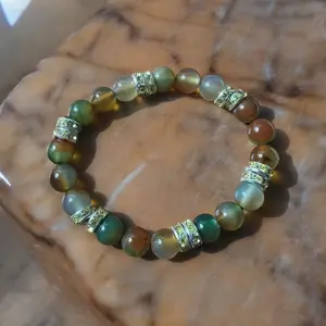 Peacock Agate Stone Bead Stretchy Bracelet
