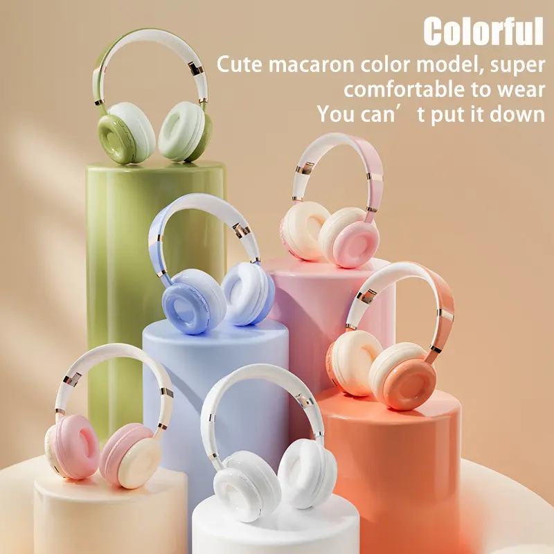 Cute Wireless Stereo Bluetooth Earphones.On-Ear Foldable Headphones with Pure Bass And Noise Reduction for Girls, Kids, for iPhone/iPad/Laptop/PC/Travel -Birthday Gift Audio Connection Colorful Headset Earbud  Custom Electronic