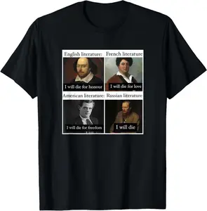 100% Cotton Funny Russian Literature Meme Joke English Teacher Student T-Shirt