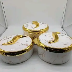 Mirarabel White Marble Food Warmer (set of 3)