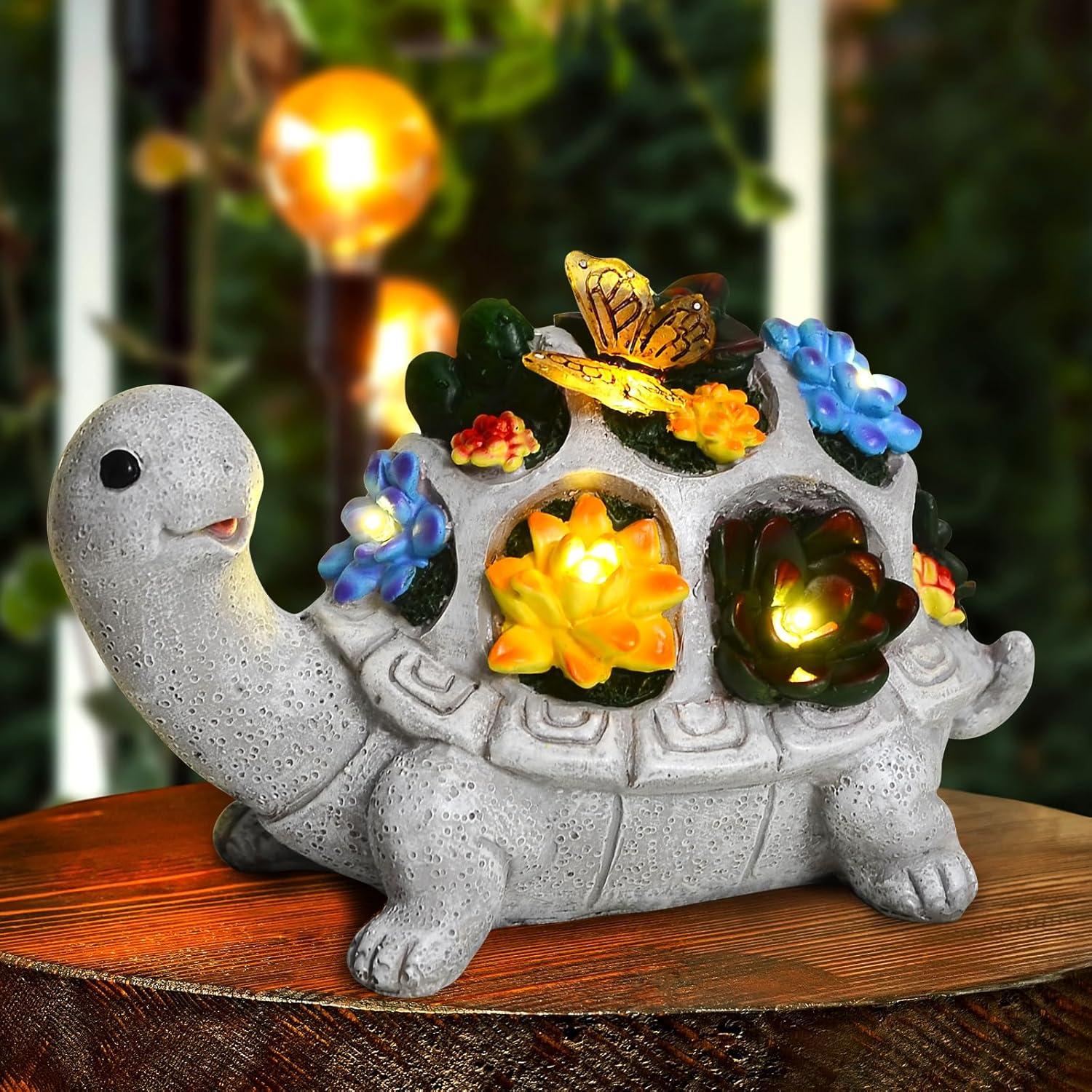 Gifts for Mom Grandma Wife Sister Nana from Daughter Son Husband, Women's Birthday Gifts, Turtle Statue Solar Garden Decor for Outdoor Yard, Patio, Home, Terrace.