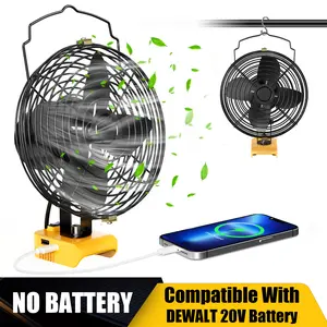 Portable Jobsite Fan for Dewalt 20v Battery, Battery Not Included, Cordless Works Fan Battery Powered Fan 17W 3500RPM Portable Fan Desk Fan with Low Voltage Protection, USB and Type C Charging Port OutdoorFun