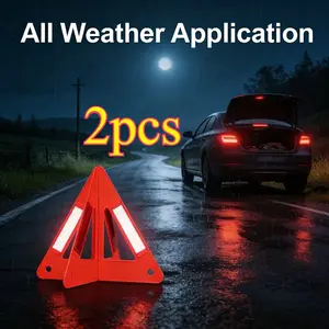2pcs 2026 Upgrade Car Emergency Warning Triangle Signs, Foldable Portable Design, Bright Reflective Panel, Rainproof Drop Resistant