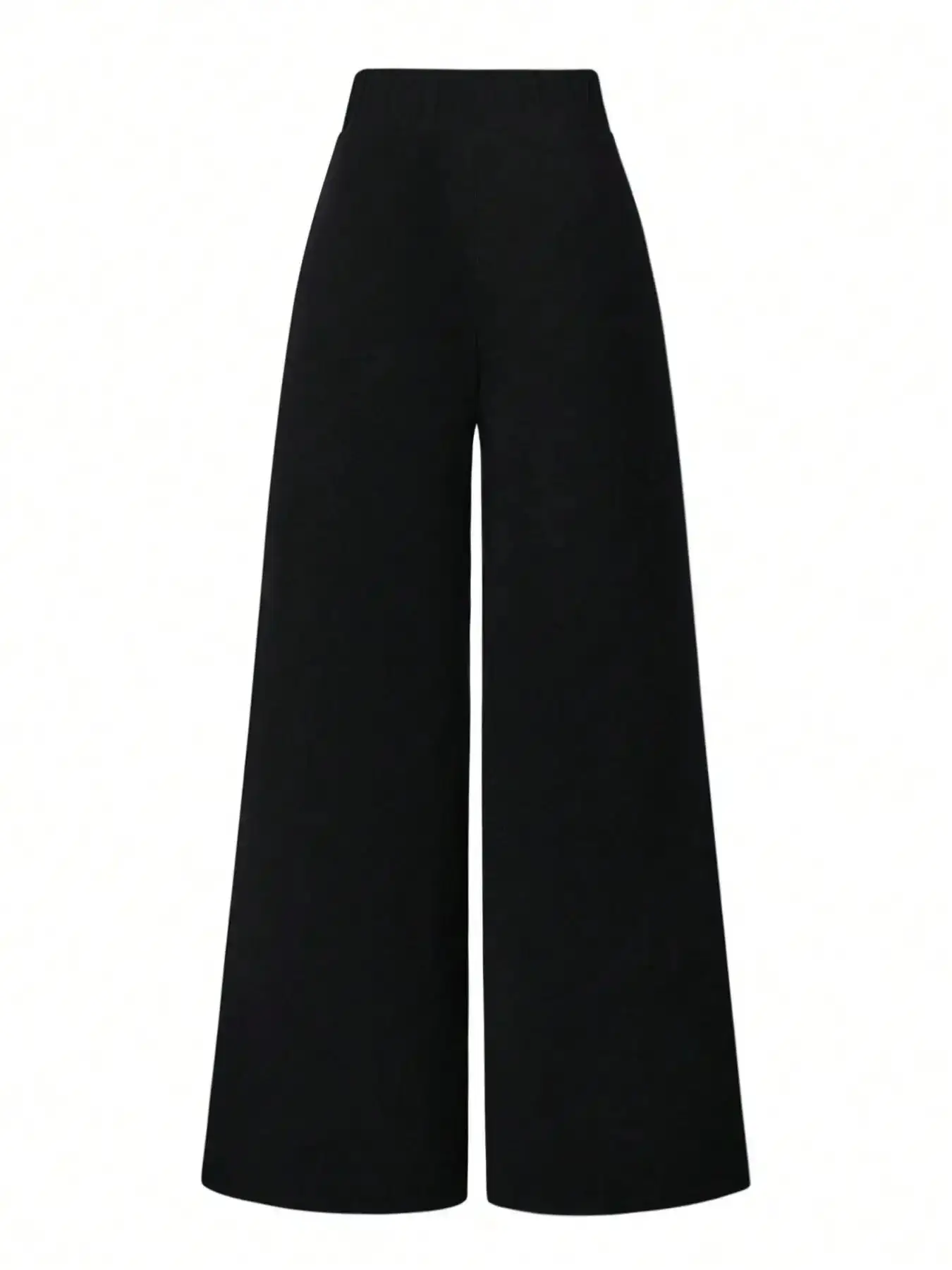 Plus Size Solid Color Flowy Wide Leg Palazzo Pants, Casual Comfy Trousers for Daily Wear All Seasons, Women's Loungewear Vacation Bottoms, curve friendly, inclusive fit, flattering silhouette, tailored comfort