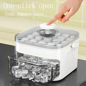 1 Push-Release Ice Cube Mold — For Homemade Ice — High-Capacity Storage — Suitable for Home Mini-Fridges (With Lid) — Layered Ice Storage Container — Combines Ice Making and Storage in One Unit