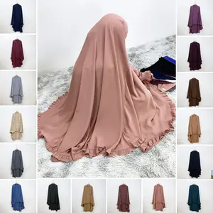 2338# 2025 Fashion ElD One Layer Niqab Hijab Ruffle Women Khimar Muslim Clothing Praver
