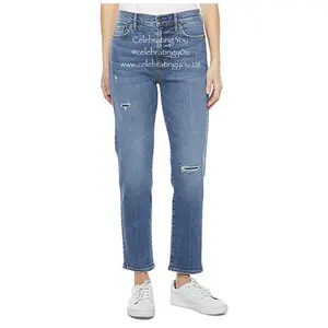 Celebrating You Women’s High Rise Straight Leg Jeans Med Vintage Destro with Cutouts