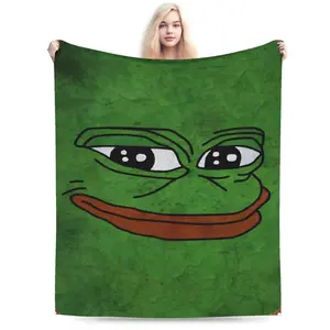 Sad P-Pepe Frog Meme Flannel Blanket Winter  Soft Throw Blanket for Children Living Room Novelty Bedspread Sofa Bed Cover
