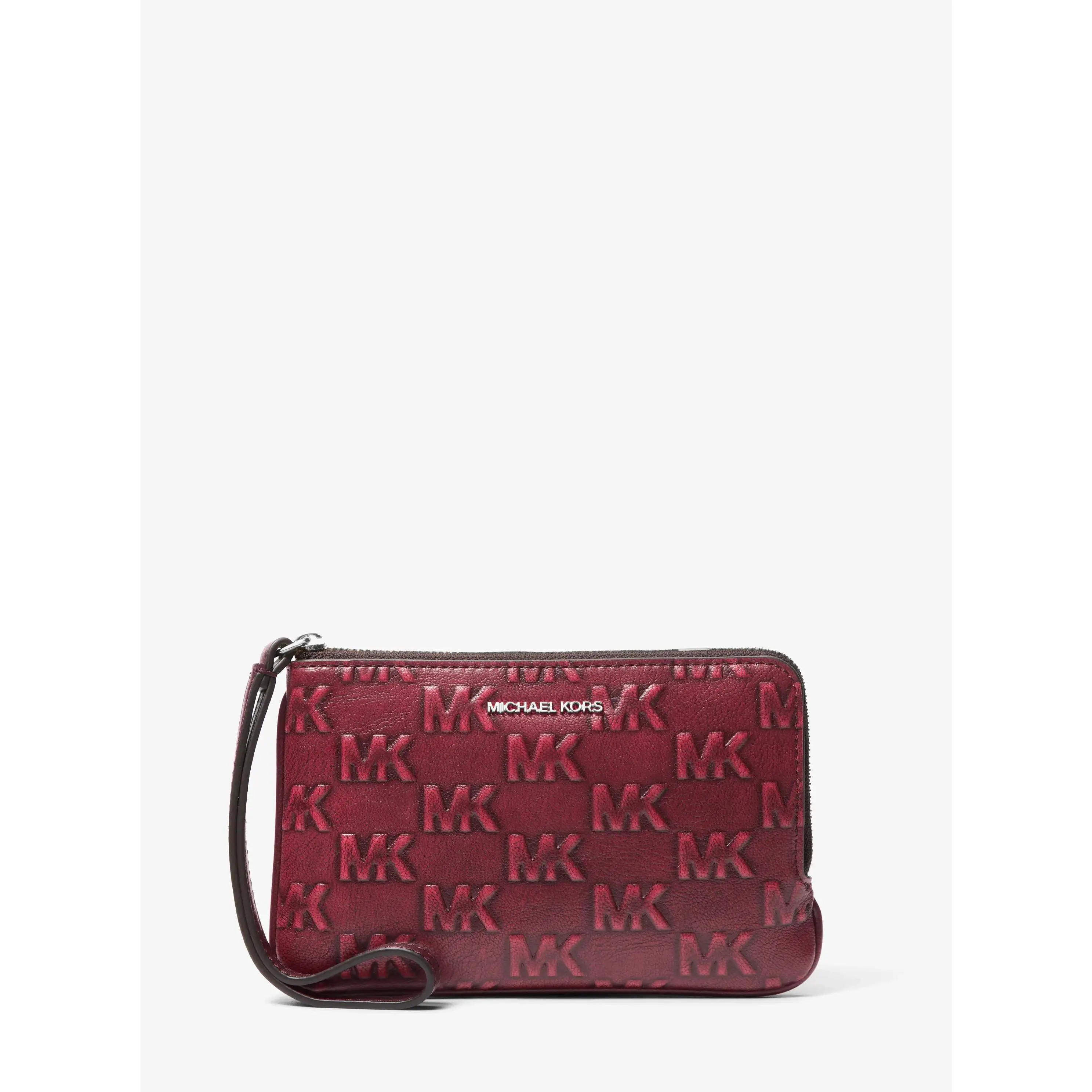 Jet Set Travel Small Burnished Logo Embossed Wristlet