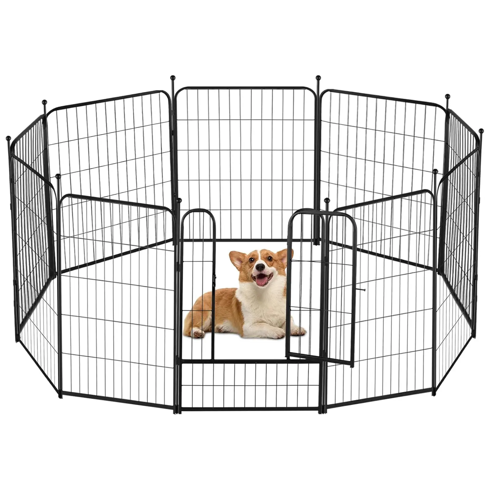 Dog Playpen, 32 inch 10 Panels Dog Pen Heavy Duty Puppy Exercise Pen Portable Detachable Animal Run with Door for RV Camping/Yard/Garden