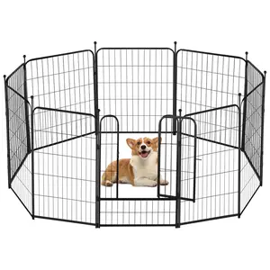 Dog Playpen, 32 inch 10 Panels Dog Pen Heavy Duty Puppy Exercise Pen Portable Detachable Animal Run with Door for RV Camping/Yard/Garden