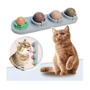 Catnip Silvervine Ball Toys, Extra Cat Energy Ball, Edible Cats Lick Kitten Chew, Teeth Cleaning Dental Wall Treats, Concentrated Flavor for All Breeds