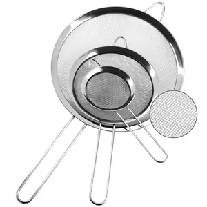 Fine Mesh Strainers - Premium Stainless Steel Colander Sieve Sifters, with Durable Mesh and Sturdy Handle, Excellent for Sifting Dry ingredients, Flour, Pastas, Rice, Tea (3.15"+5.5"+7.87")