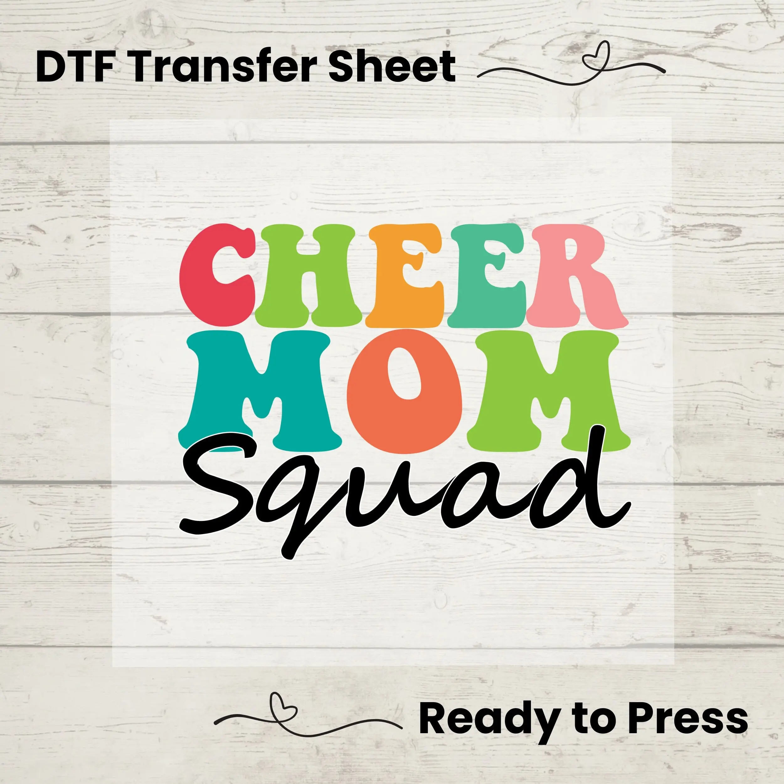 Cheer Mom Squad DTF, Dtf Transfer Sheet, Ready to Press, Custom Dtf, Diy Heat Transfer, T-Shirt Transfer, Cheer Mom Shirt