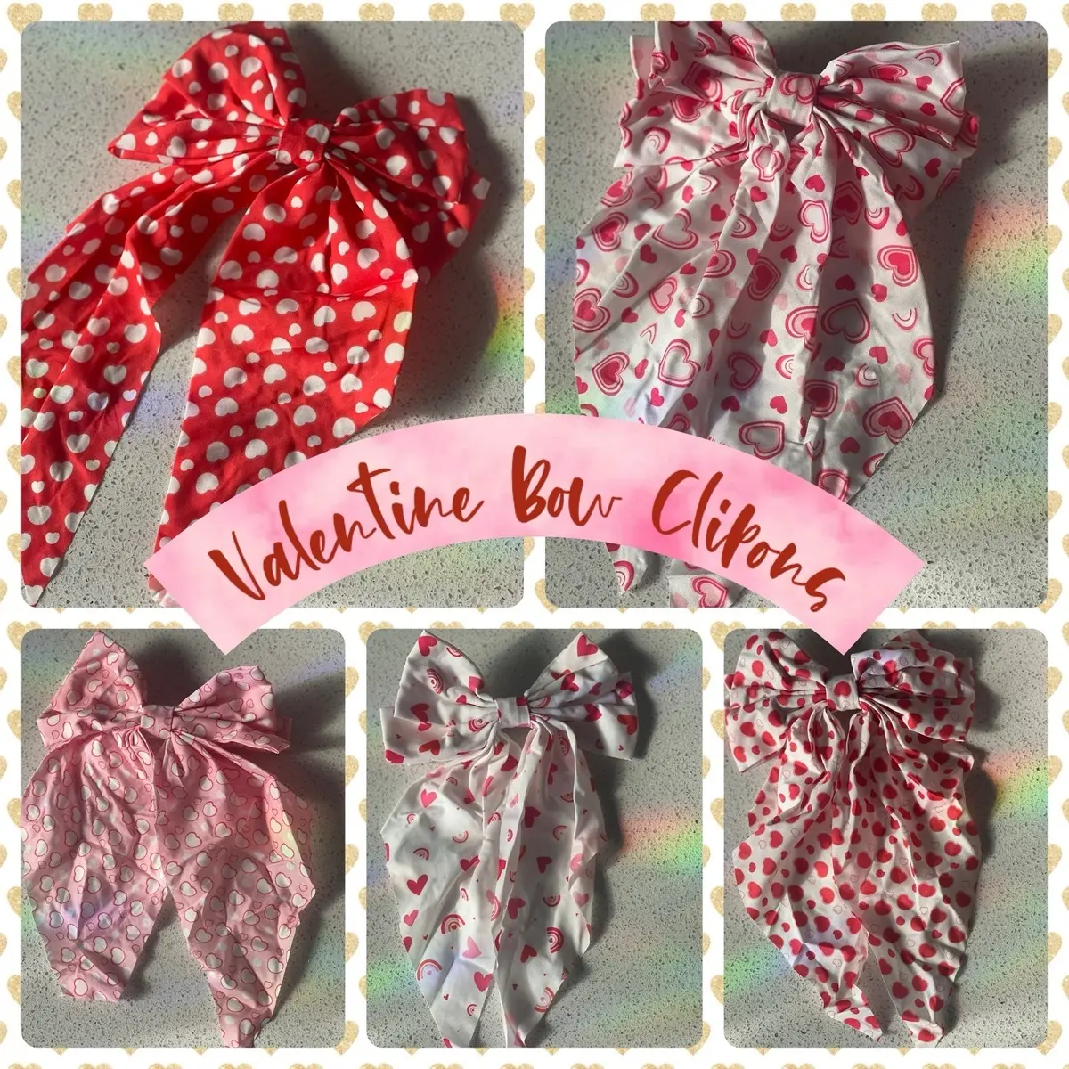 Valentine Bow Clips - Assorted Colorful Hair Jewelry with Various Bow Designs and Polka Dots for a Unique Hair Accessory