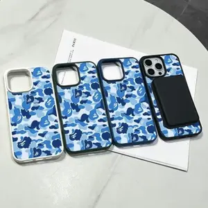 Magnetic-compatible phone case for iPhone 17 Pro, 16 Plus, 15 Pro Max, 14, and 13, featuring a soft blue camouflage print | Silicone shock-resistant phone case—lightweight, stylish, and scratch-resistant—the perfect protective gift