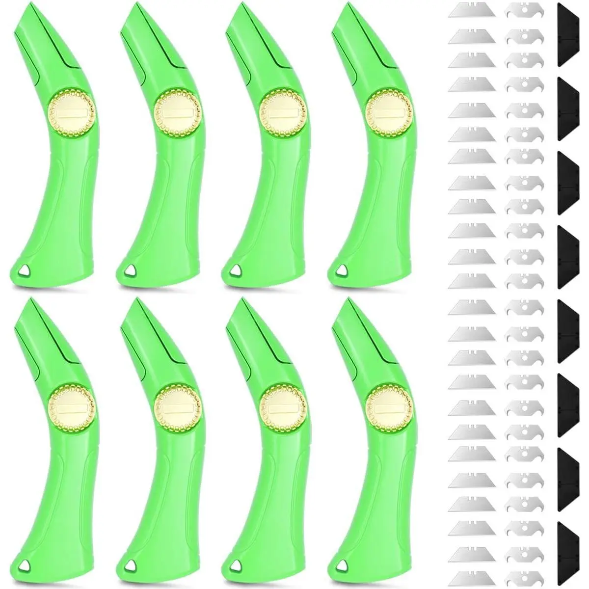 Heavy Duty Roof Shark Knife - Each Set Includes 6 Fixed Blades and 1 Blade Box - Perfect for Cutting Drywall, Pipes, Carpet, and Cardboard (4)