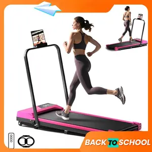 [TikTokShopBacktoSchool] Handrail Walking Treadmill – Quiet Home Running Machine with Dual Shock Absorption, 265lbs Weight Capacity Wide Belt & Compact Design for Easy Mobility