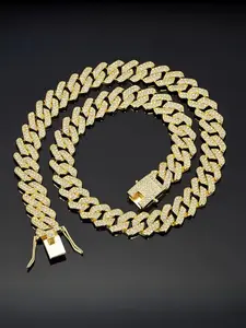 Hip-hop 14MM full diamond diamond iced out jewelry Cuban chain cuban link chain men's necklace clavicle chain necklace accessories bracelet accessories#Fashionweek#Fallfreshness