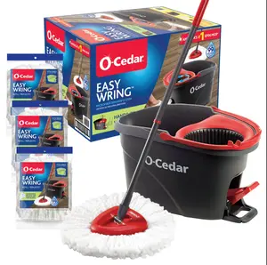 EasyWring Spin Mop & Bucket System w/ 4 Extra Mop Head Replacements