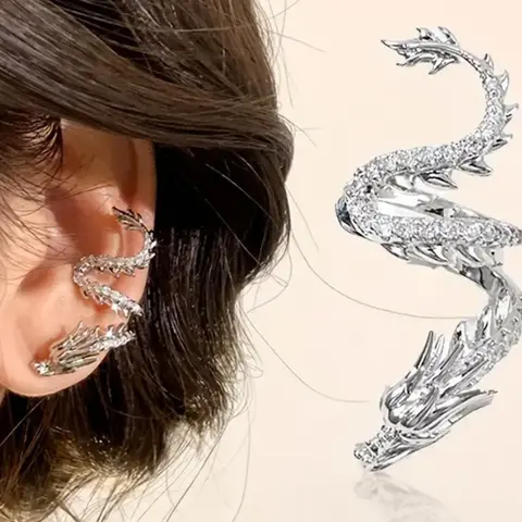 Dragon Design Ear Cuff, Fashionable Non-pierced Dangle Earrings for Women & Girls, Trendy All-match & Exquisite Jewelry for Birthday Gift, Jewelry Ear Cuffs, Dangly Earrings