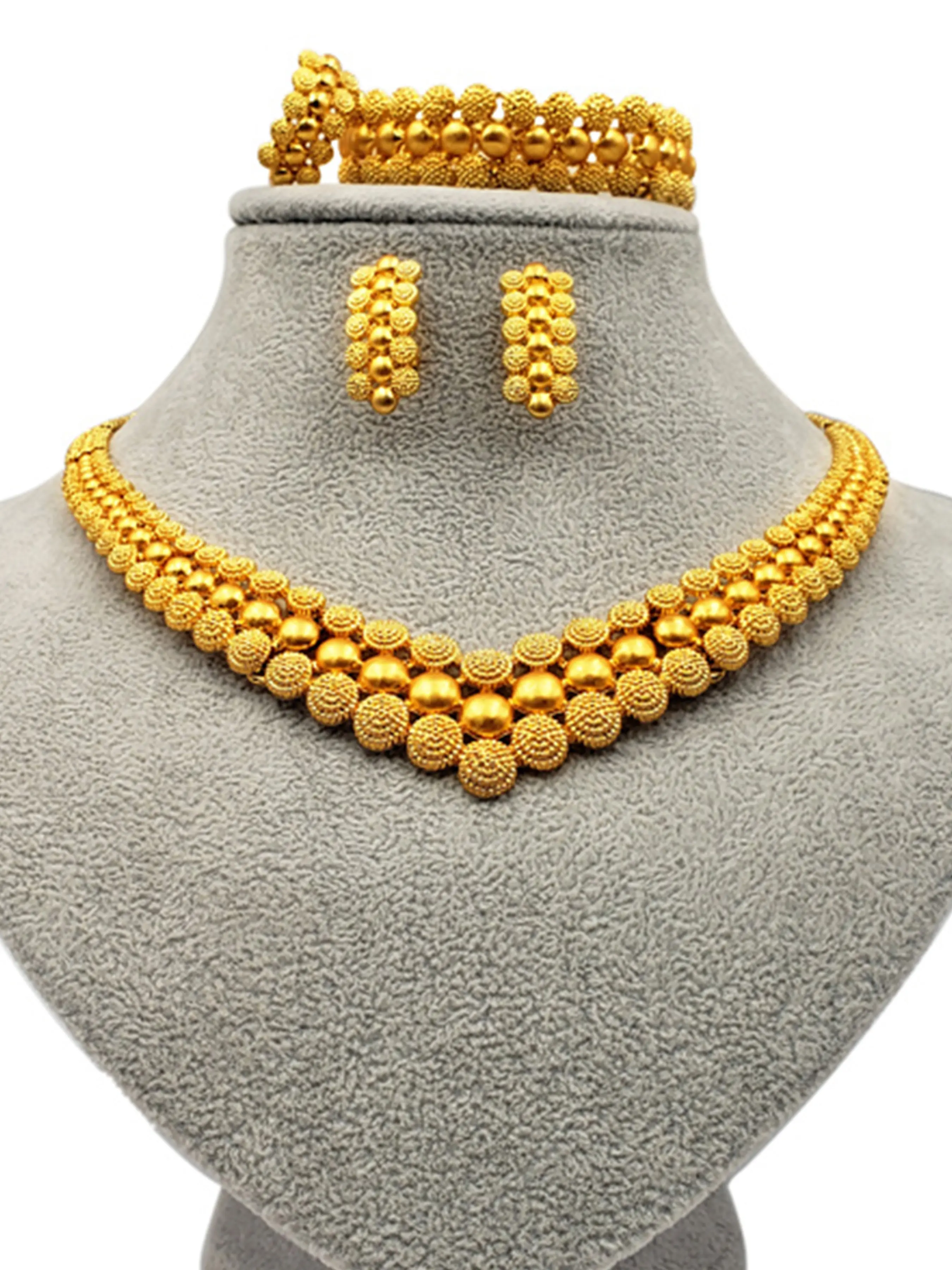 ✨SILKY TEXTURE✨ 5PCS Golden Set, Glamour Set, Elegant Jewelry Set! Luxury Beaded Jewelry for Bride/Women, Complete Wedding Party Necklace Set, Gift Box! Bridal Jewelry Set, Wedding Jewelry Sets For Brides, All Seasons Wear