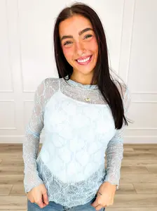 Running on Dreams Sheer Mesh Long Sleeve Avery Mae Top - Multiple Colors