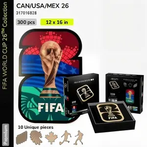 2026 FIFA 300 Pieces Football Merchandise Wooden Puzzles, World Cup Edition 360°Trophy Puzzles for Adults, Unique Soccer Gifts for Fans, Collectors Puzzle, 12 x 16 Inch Sports Souvenirs