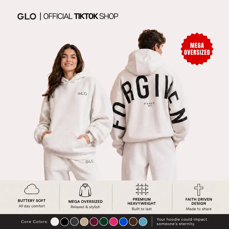 GLO Kingdom Essential Hoodie | Core Collection | Christian Hoodie, Oversized Unisex Fit