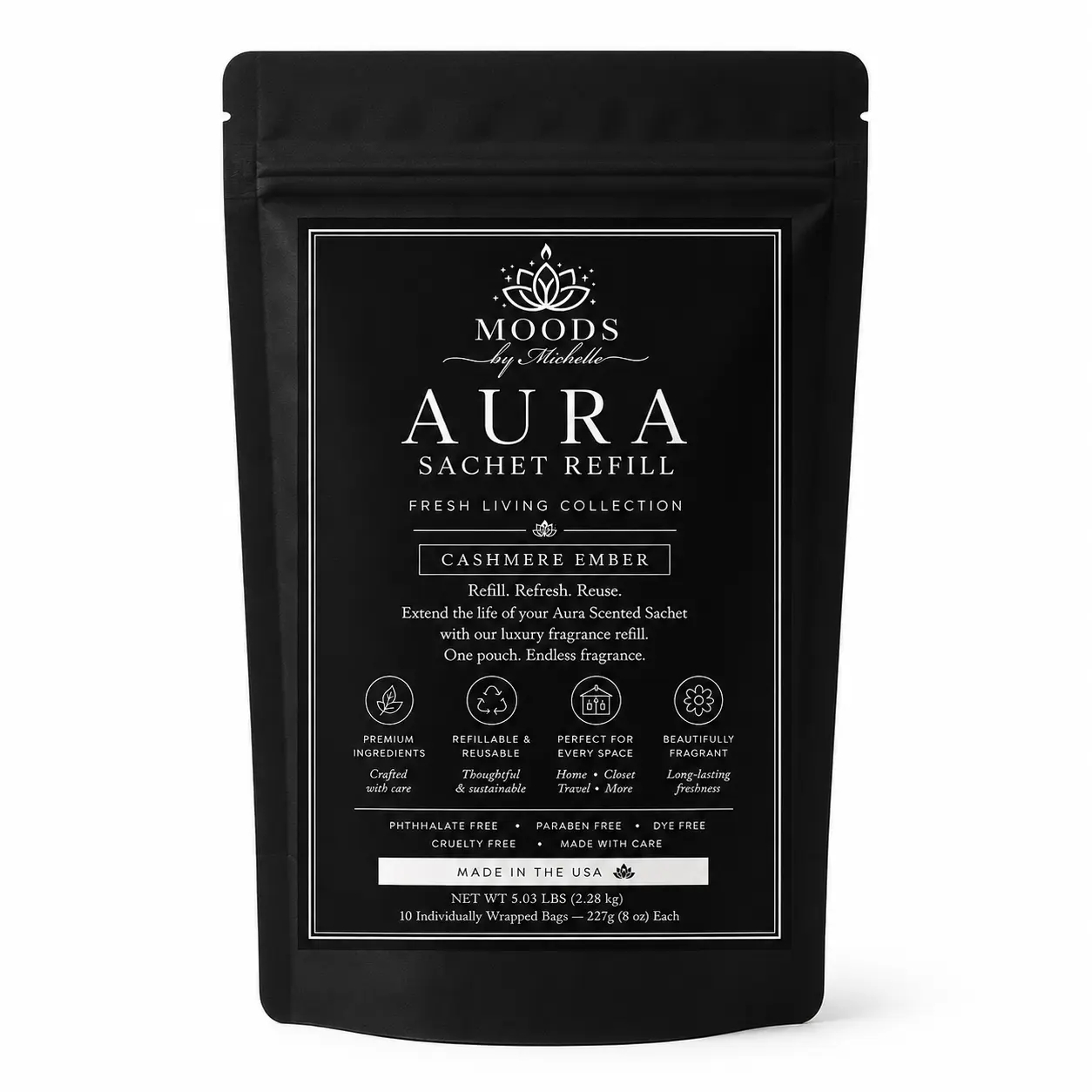Moods by Michelle Aura Sachet Refill – Cashmere Ember– 8 oz