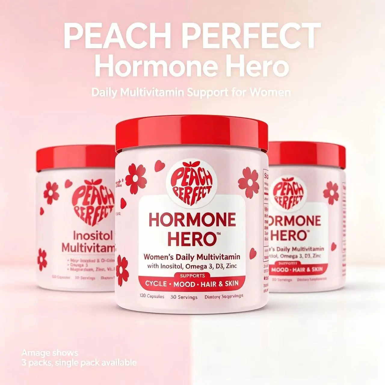 Peach Perfect Inositol Multivitamin - Peach Perfect Myo-Inositol, D-Chiro Inositol, Omega 3 Fitness Healthcare