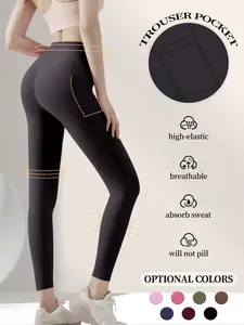Minimalist, stylish solid-color yoga pants/long leggings—highly elastic, breathable, sweat-wicking, anti-pilling; available in multiple colors; zero-pressure feel with a peach-lift butt; suitable for yoga, fitness, running, and Pilates.