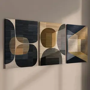 Wooden Framed Canvas Painting, 3 Counts Modern Cool Design Abstract Poster, Wall Art for Home Living Room Bedroom Office, Home Decor