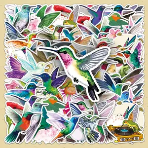 Hummingbird Pattern Sticker, 100pcs/set Watercolor Hummingbird Decorative Sticker, DIY Decals for Water Bottle, Laptop, Cellphone, Phone Case, Scrapbooking, Journal Making