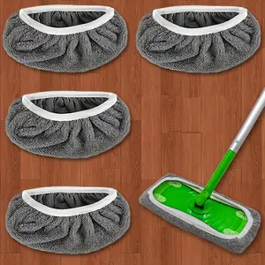 Reusable Flat Mop Pads Set, Washable & Durable High Absorbent Floor Cleaning Tools, Polyester Material with Edges, Ideal for Wet/dry Use