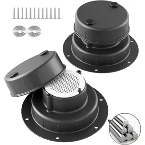 Metal RV Plumbing Vent Cap Replacement with Screen -  Roof Sewer Vent Cover for 1" to 2-3/8" OD Pipe - Universal Camper Travel Trailer Motorhome Accessories for Outdoor (Black, 2 Pack)