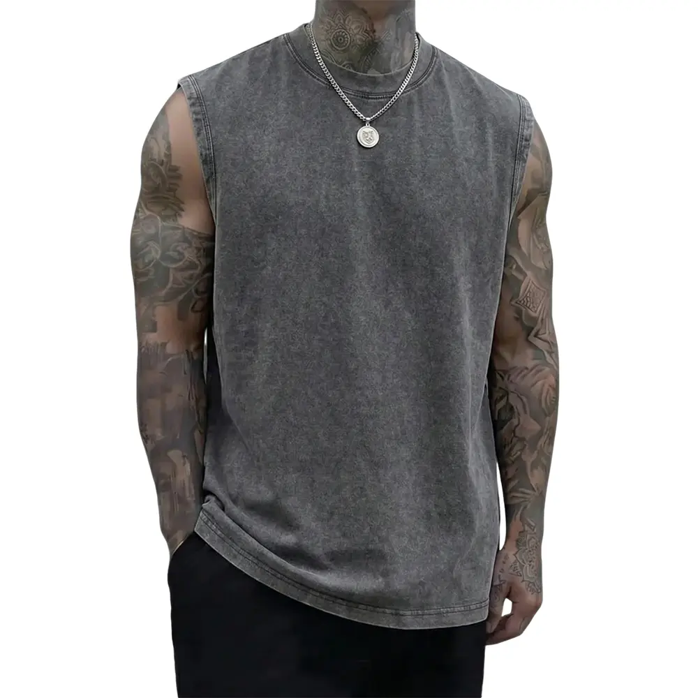 Men’s Summer New Arrival 230 g Pure Cotton Heavyweight Vintage Undershirts/Tank Tops, Soft Skin-Friendly Fabric, Unisex, Machine Washable, Full Cotton, Loose Retro Fit, Suitable for Sports & Fitness, Outdoor Cycling, Street Basketball fathersdaygif