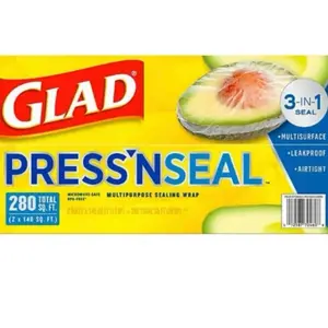 Glad Press'n Seal Plastic Food Wrap 140 sq. ft./roll 2 Rolls Griptex Technology Leak-proof Airtight Seal Multipurpose BPA-Free 280 Total Sq. Ft.