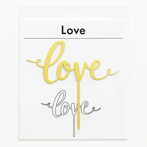 Gold Mirror "Love" Wedding Cake Topper