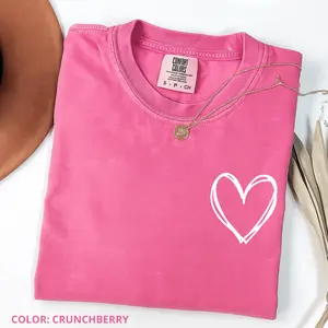 Comfort Colors Retro Love Heart T-shirt, Valentine's Day Shirt, Women's Crew Neck Top, Short Sleeve Shirts
