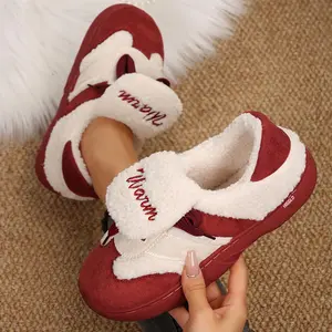 Fashion Warm Fuzzy Fleece Lined Slip - On Slippers for Women Winter Snow Indoor Outdoor Shoes