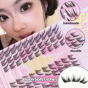 60 Cluster Fox Tail Long Eyelashes, C Curl Cross Style, Large Capacity Cat Princess False Lashes, Thick Segmented Curled, Party Club Daily Use