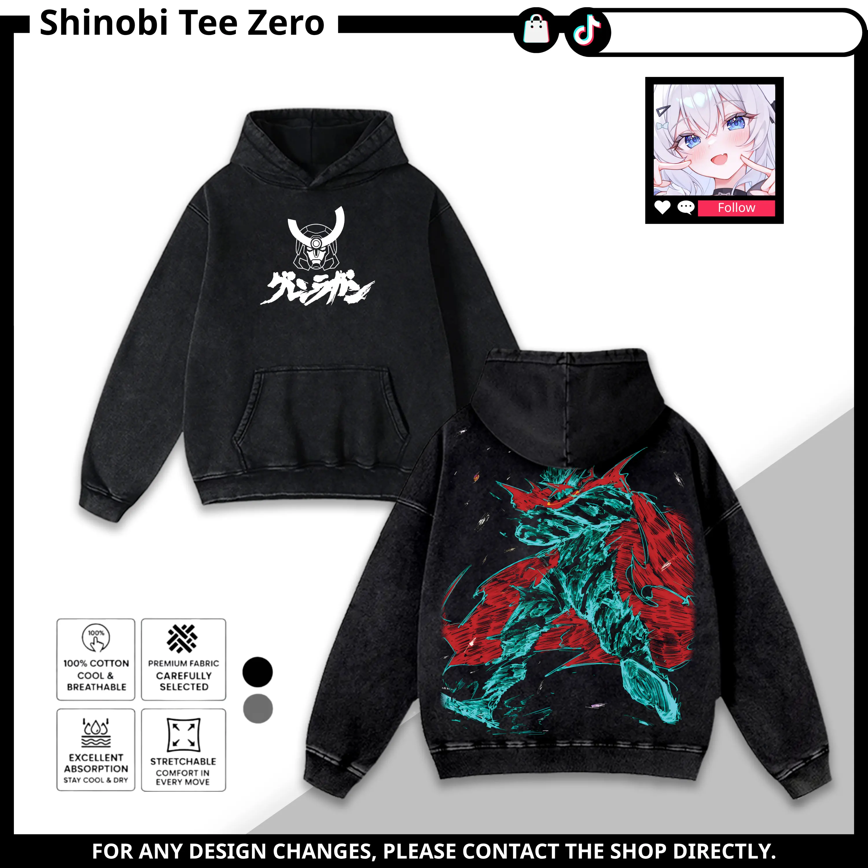 Tengen Toppa Gurren Lagann “Spiral Overdrive Protocol” oversized Anime Manga Game Double Printed Acid Washed Soft Cotton TShirt Crewneck 90s good graphic Tee Tanktop Sweatshirt Hoodie