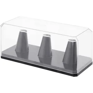 Pioneer Plastics Plastic 3 Replica Ring Display Case with Base (UV Resistant), 6.125" W x 2.625" D x 2.25" H
